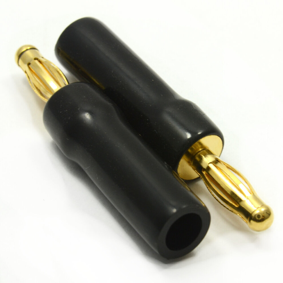 kenable 4mm Gold Banana Plug Pack   BLACK [2 Pack]