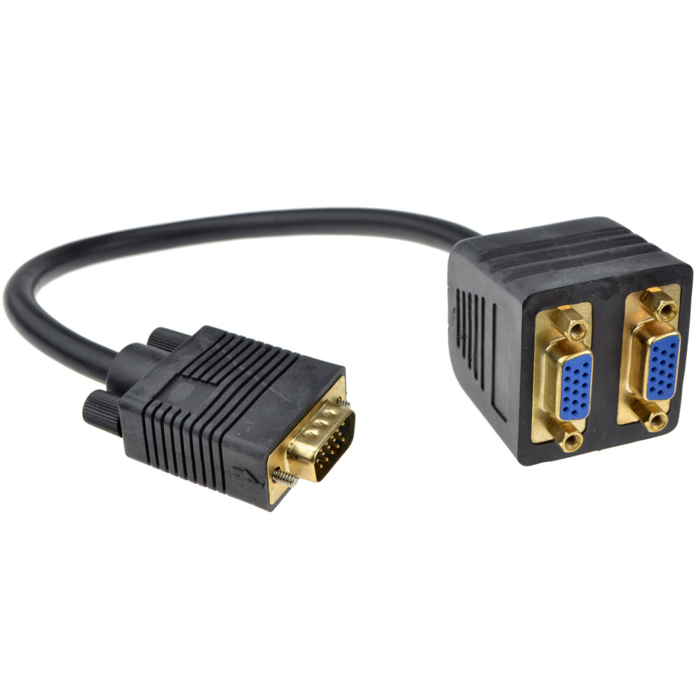 kenable HQ Male VGA to 2 x Female VGA Splitter Gold Connections 20cm