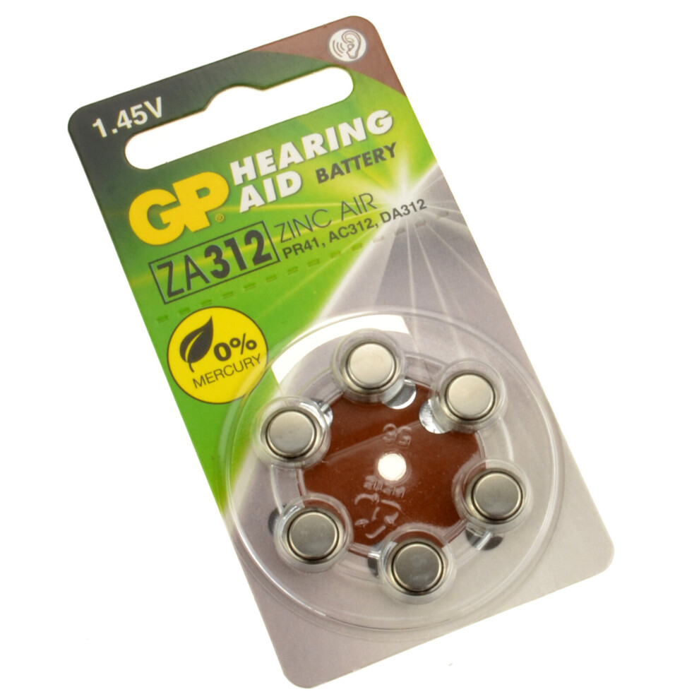 GP Hearing Aid Batteries ZA312  PR41  Brown 1.4V 125mAh 3.6x7.9mm