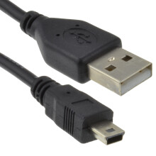 USB 2.0 24AWG Hi-Speed A to mini-B 5 pin Cable Power & Data Lead 1m