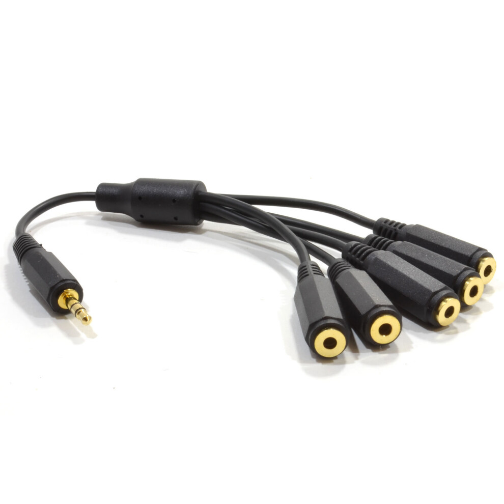 kenable 5 Way Jack Splitter 3.5mm Stereo Jack Plug to FIVE Sockets Cable 20cm