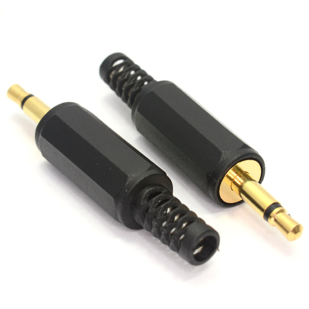 kenable 3.5mm Mono Jack Plug End Gold Solder Yourself [2 Pack]