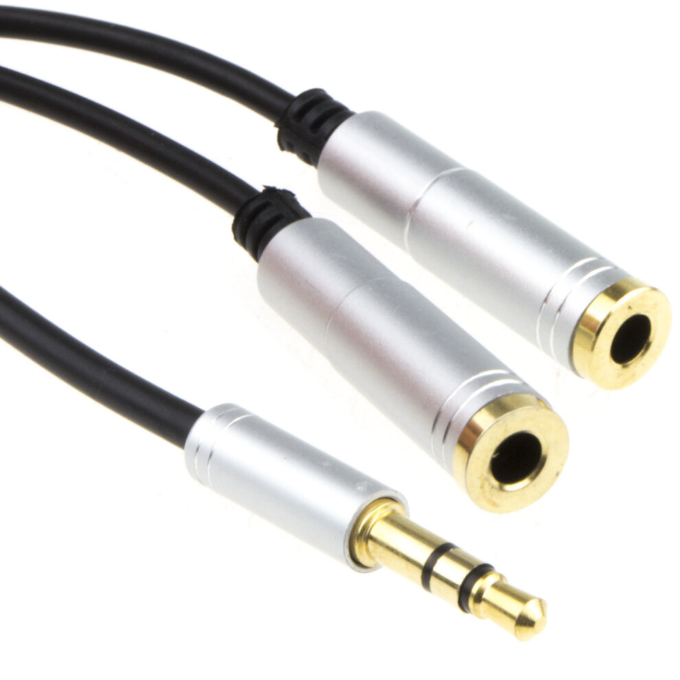 Kenable Pro Ofc 3.5Mm Stereo Jack Aux/Headphone Splitter Tpe Cable Lead 20Cm Gold/Black