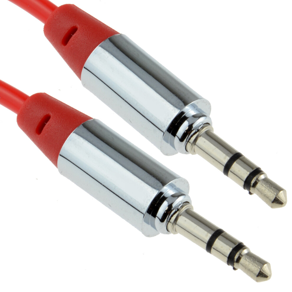 kenable PRO METAL RED 3.5mm Jack Male to Male Stereo Audio Cable Lead 2m