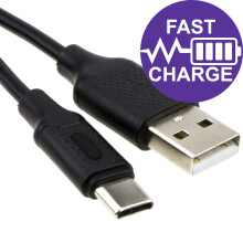 USB-C Fast Charger Lead For Mobile Phone/PS5/Series X Charging Cable 1m Black