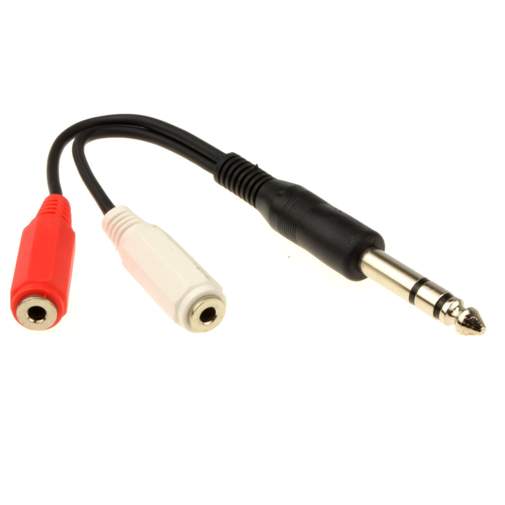 Kenable 6.35Mm Stereo Jack Plug To 2X 3.5Mm Stereo Sockets Adapter Cable 15Cm