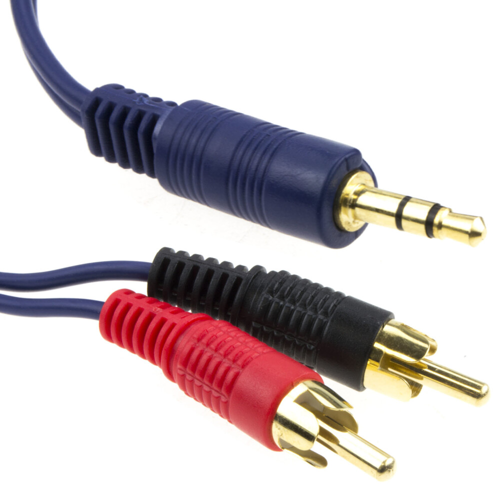 kenable 3.5mm Stereo Jack to 2 RCA Phono Plugs Audio Lead SHIELDED Cable GOLD 10m