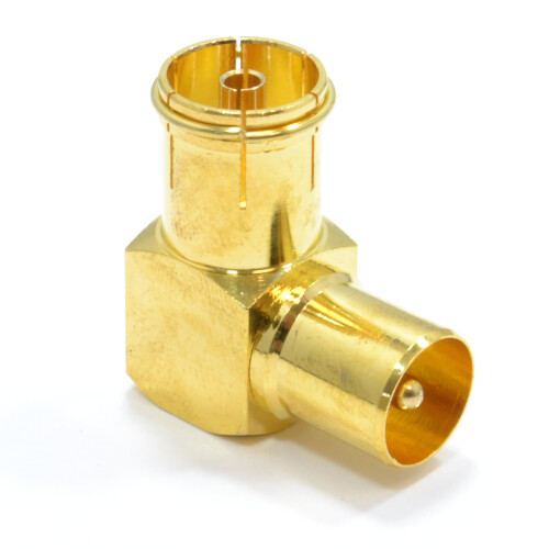 kenable RF Right Angle Adapter Plug to Socket For TV Coax Aerial Cables GOLD