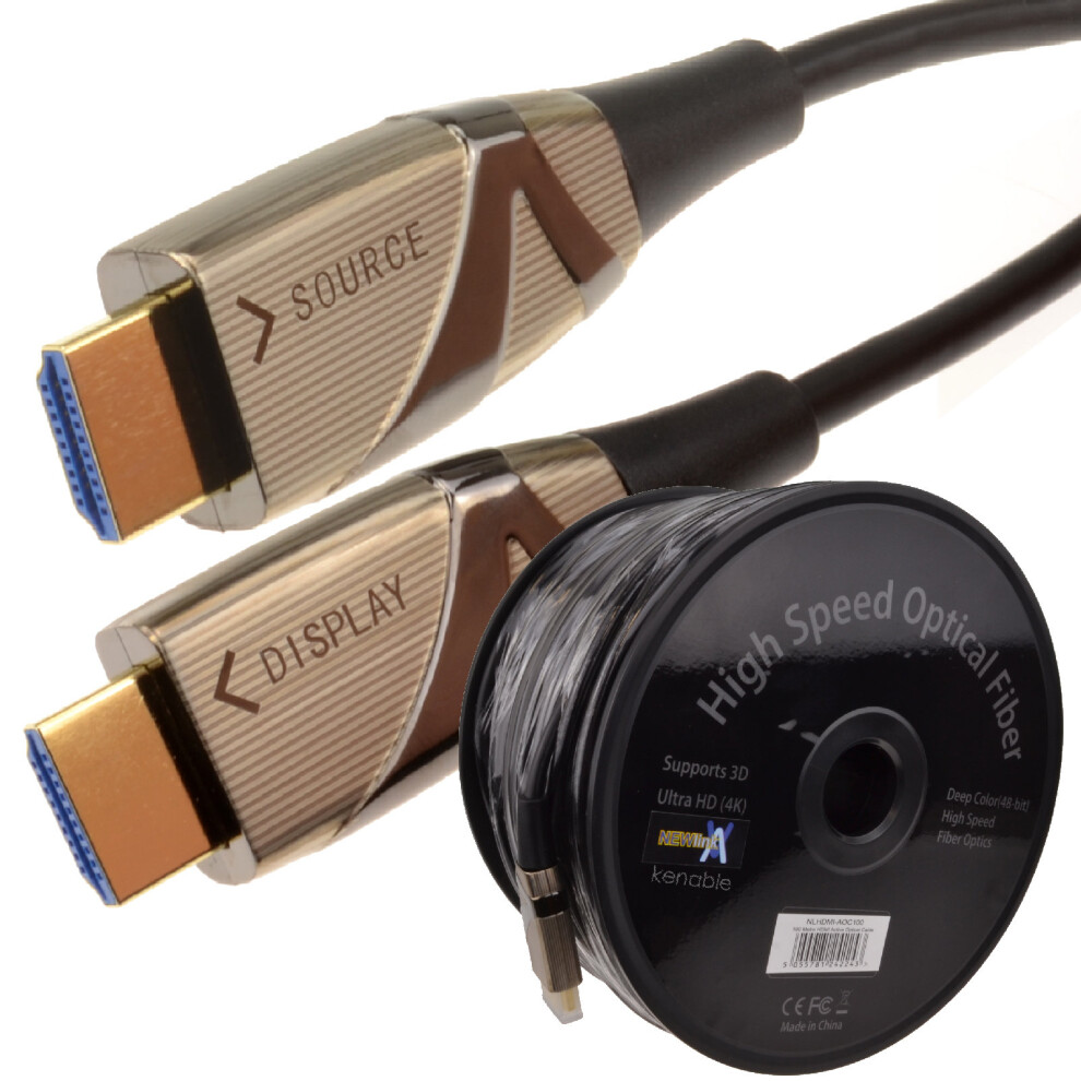 HDMI Active Optical Cable AOC Fiber Optic HDR 4K 2160P ULTRA SLIM 100m