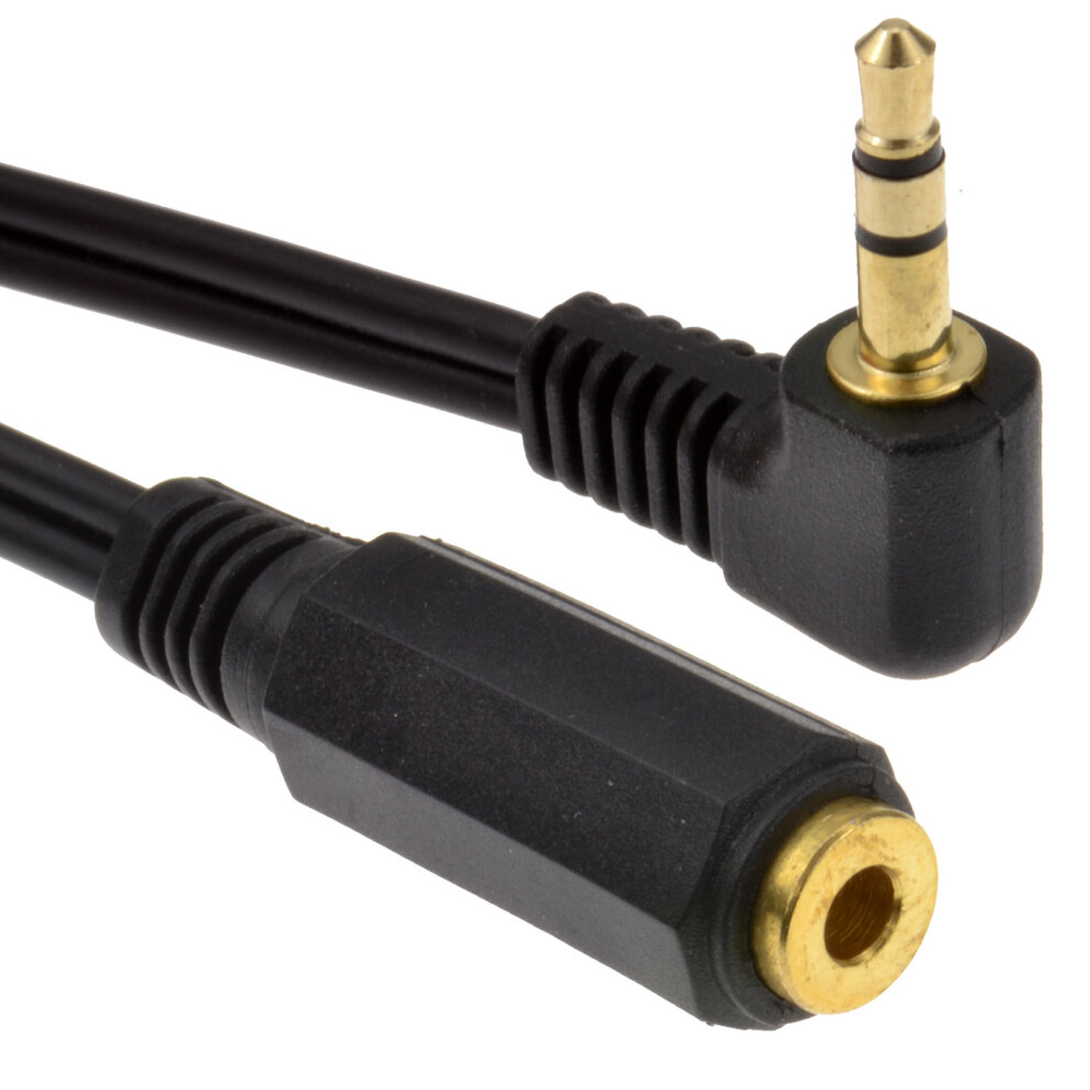 kenable 3.5mm Right Angle Stereo Jack to Socket Headphone Extension Cable 2m