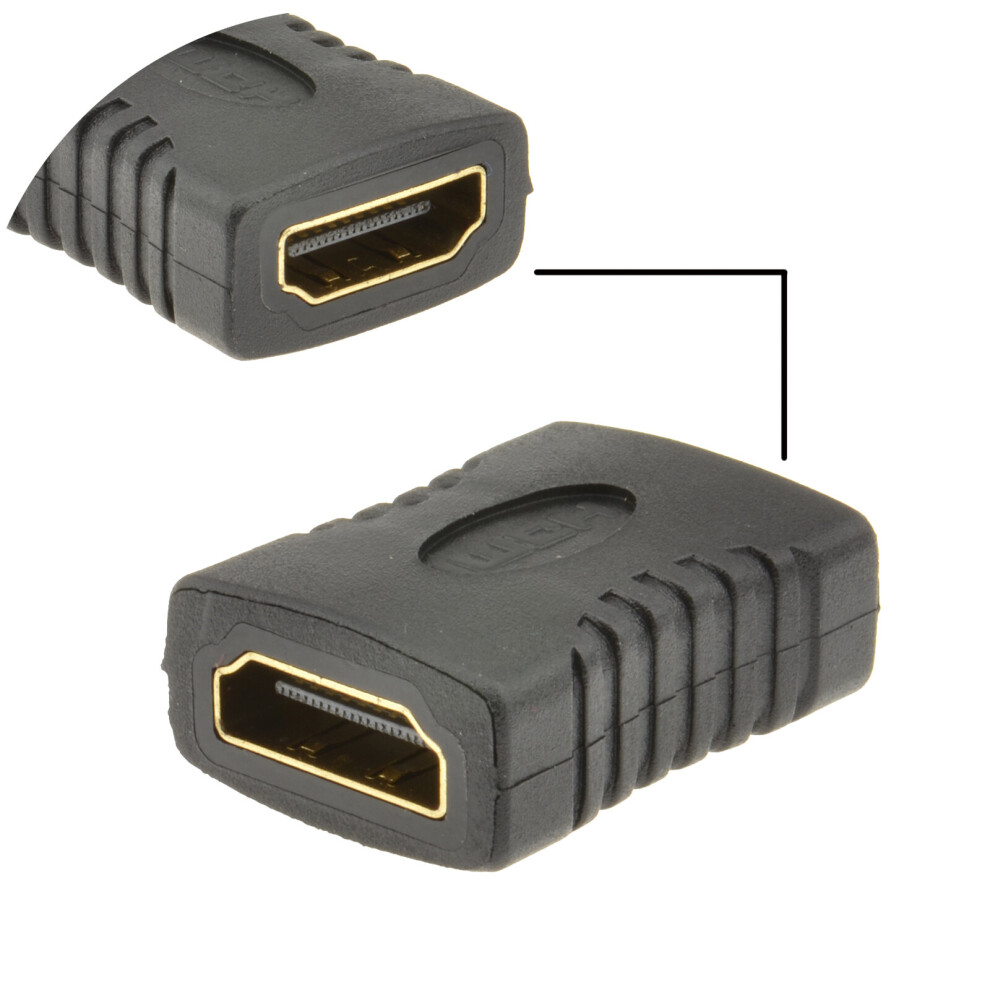 Kenable Hdmi Coupler Joiner Female Socket To Female Socket Adapter- Join 2 Cables Black