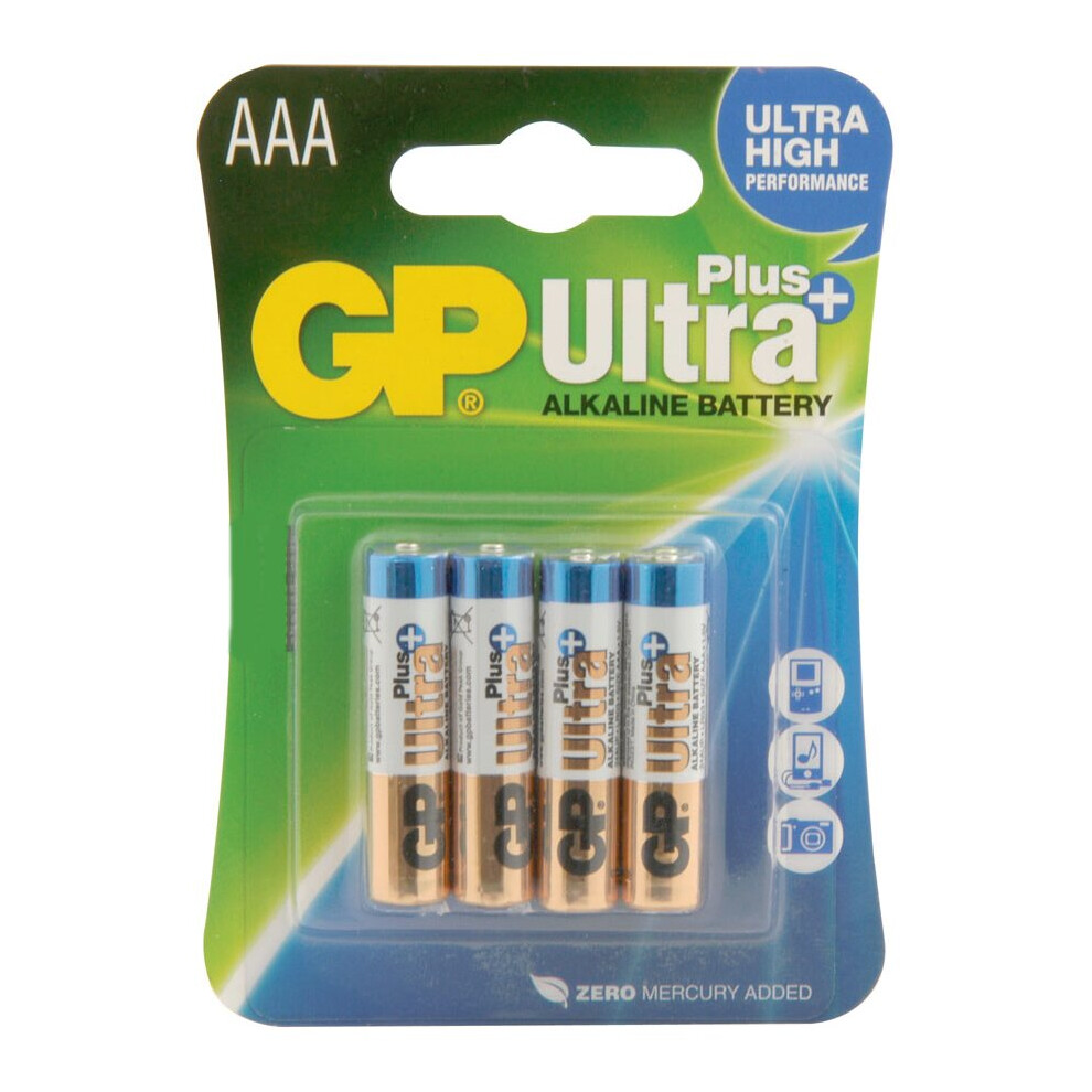 GP AAA 1.5V Ultra PLUSHigh Performance Alkaline Battery [4 Pack]