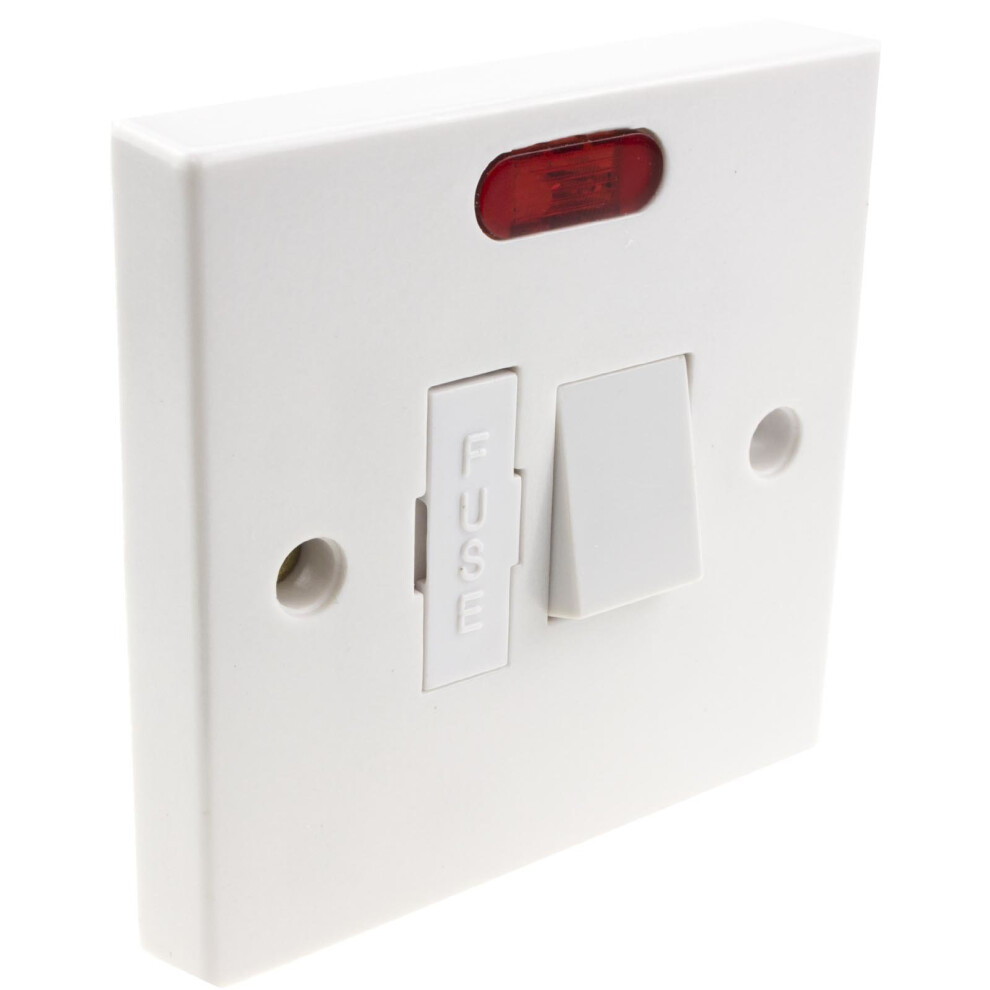 kenable General British 13A Faceplate Fused Connection Switched Unit with LED White