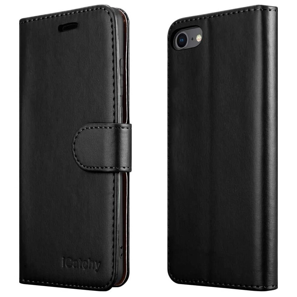 Icatchy (Black) For Iphone Se 2020 Phone Wallet Book Leather Case Black