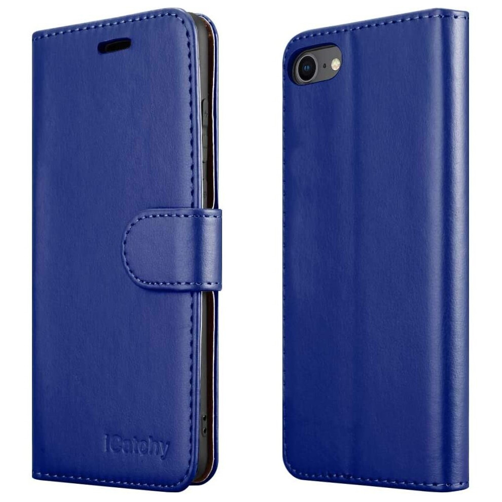Icatchy (Blue) For Iphone Se 2020 Phone Wallet Book Leather Case Blue