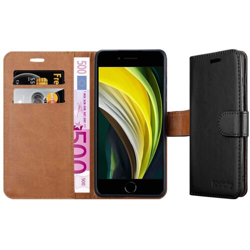 (Black) For iPhone SE 2020 Phone Wallet Book Leather Case 2