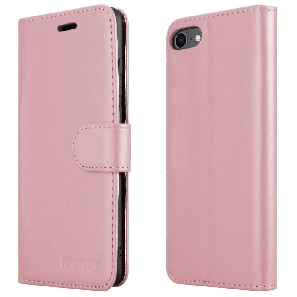 (RoseGold) For iPhone SE 2020 Phone Wallet Book Leather Case