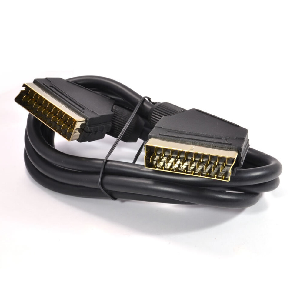 Kenable Black/Gold Scart Cable 21 Pins Connected Lead Connectors 1.5M