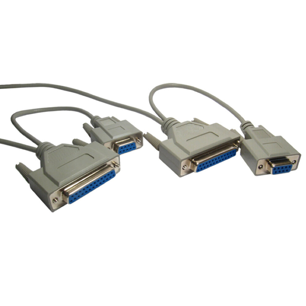 kenable 2.5m DB9 DB25 Serial Data Transfer Null Modem Cable