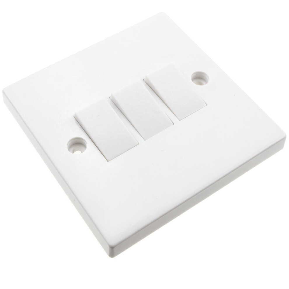 kenable Electrical UK Domestic Household Light 2 Way Triple Light Switch White