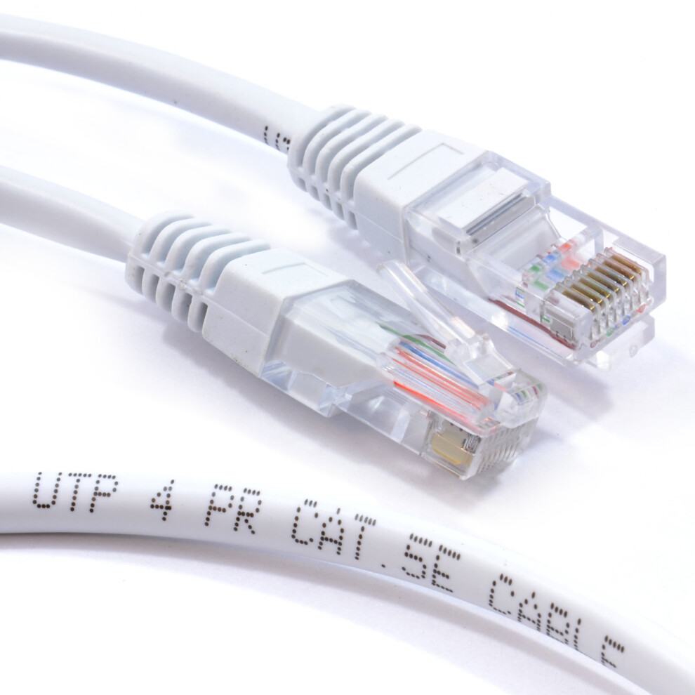 kenable White Network Ethernet RJ45 Cat5E CCA UTP PATCH 26AWG Cable Lead  1m