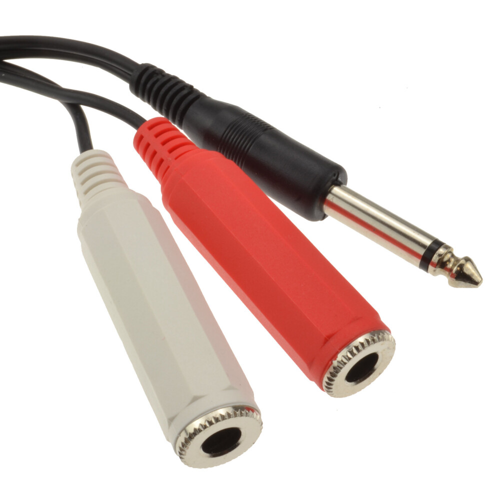Kenable 6.35Mm Mono Jack Plug To Twin Mono 6.35Mm Sockets Audio Cable 50Cm