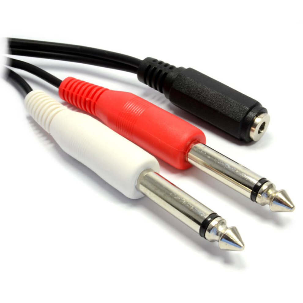 Kenable Twin 6.35Mm Mono Jack Plugs To 3.5Mm Female Jack Socket 50Cm 0.5M
