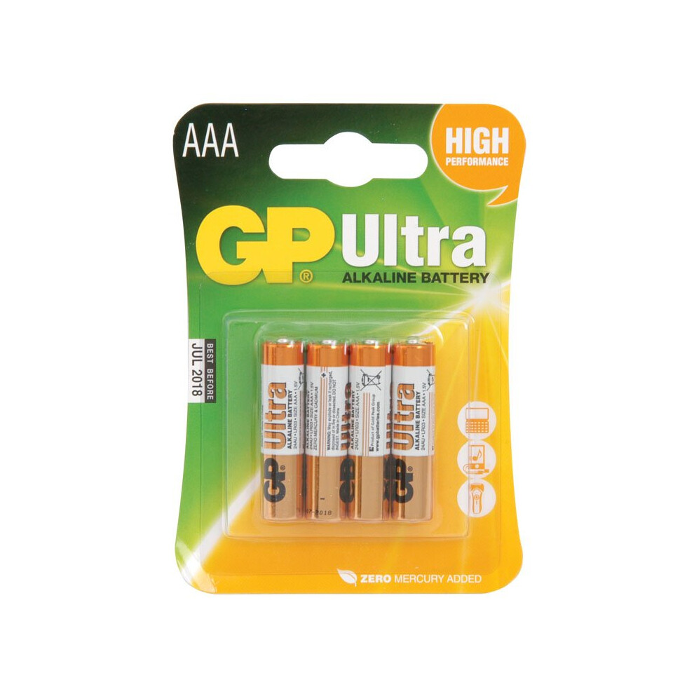 GP AAA 1.5V Ultra High Performance Alkaline Battery [4 Pack]