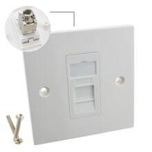 kenable SHIELDED RJ45 Face Plate Cat 6a Toolless Single Port with Keystones