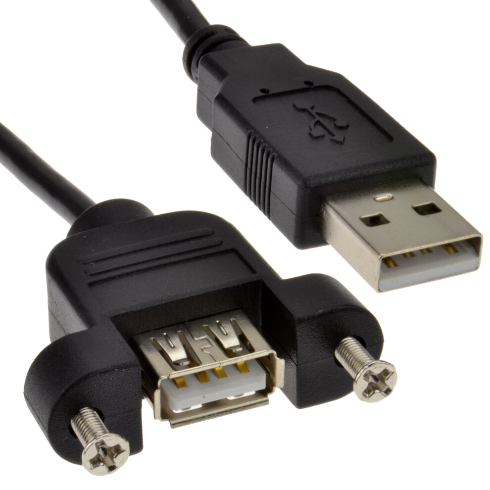 Kenable Usb 2.0 Panel Mount Female A Socket To A Plug 24Awg Cable 1M Black