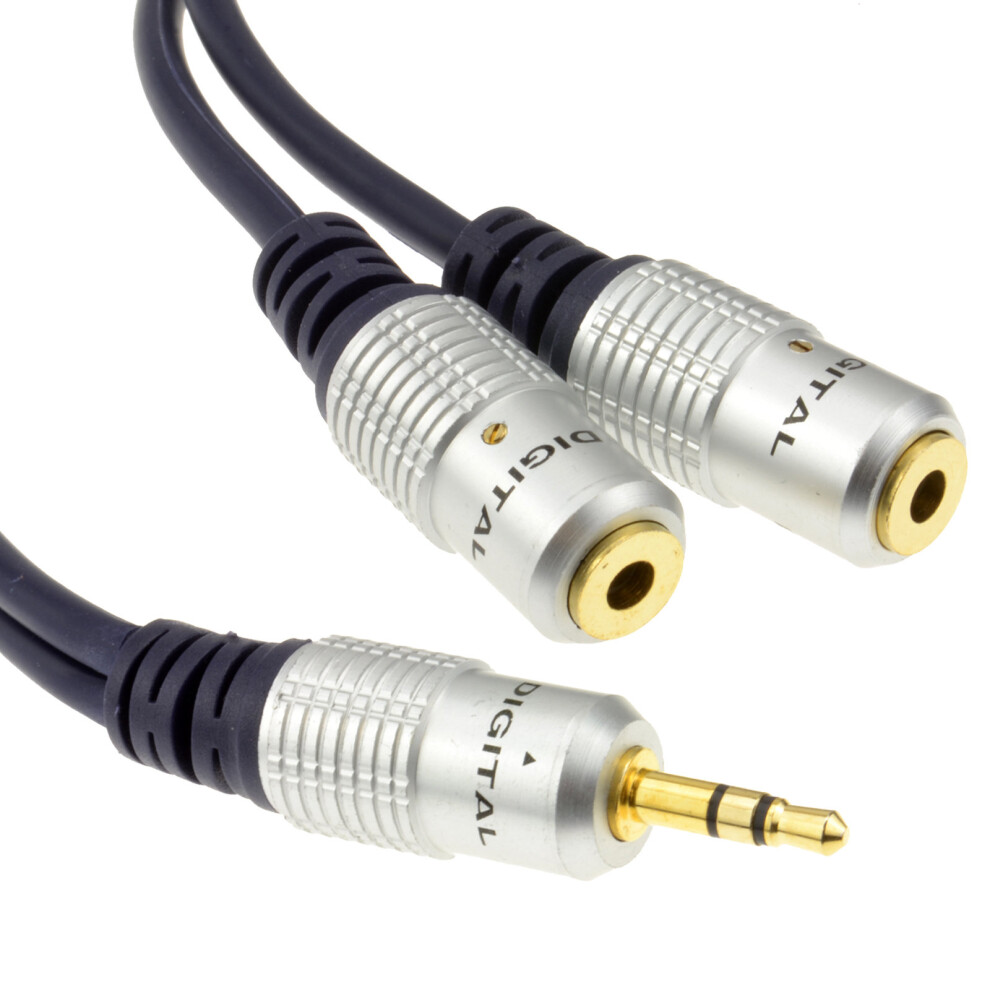 kenable Pure HQ OFC 3.5mm Jack to 2 x Sockets Splitter Cable GOLD  30cm