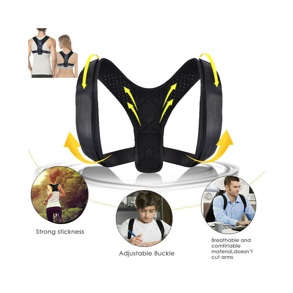 Black Back Posture Corrector Shoulder Straight Support Brace Belt