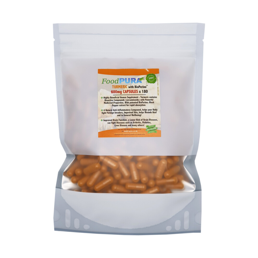 Foodpura Turmeric Curcumin & Bioperine 600Mg Capsules X 180
