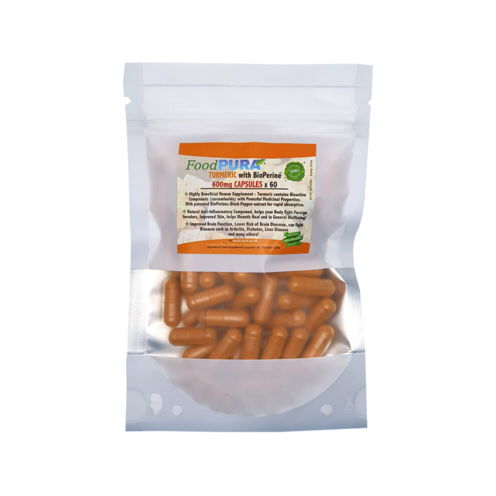 Foodpura Turmeric Curcumin & Bioperine 600Mg Capsules X 60