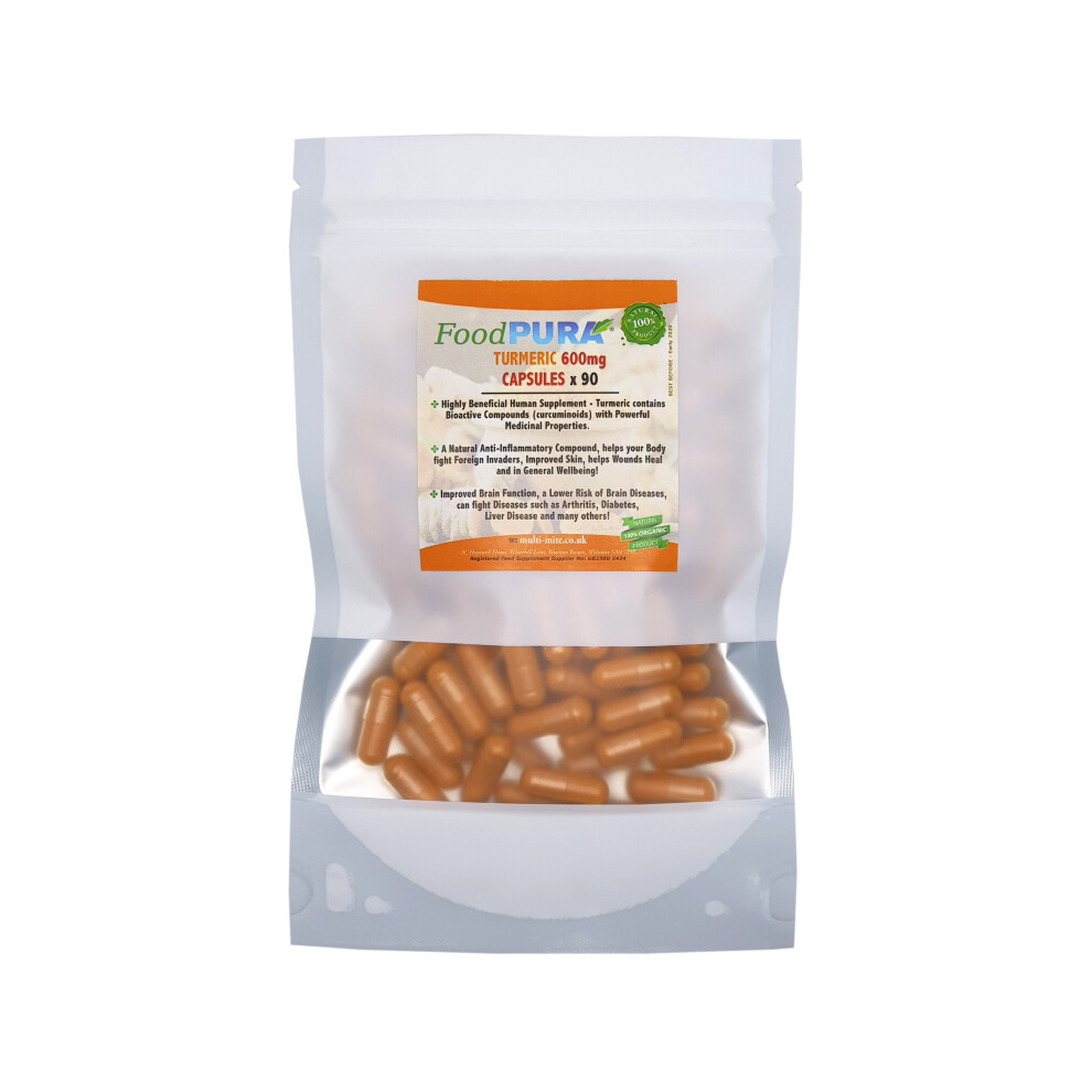 Foodpura Turmeric Curcumin 600Mg Capsules X 90