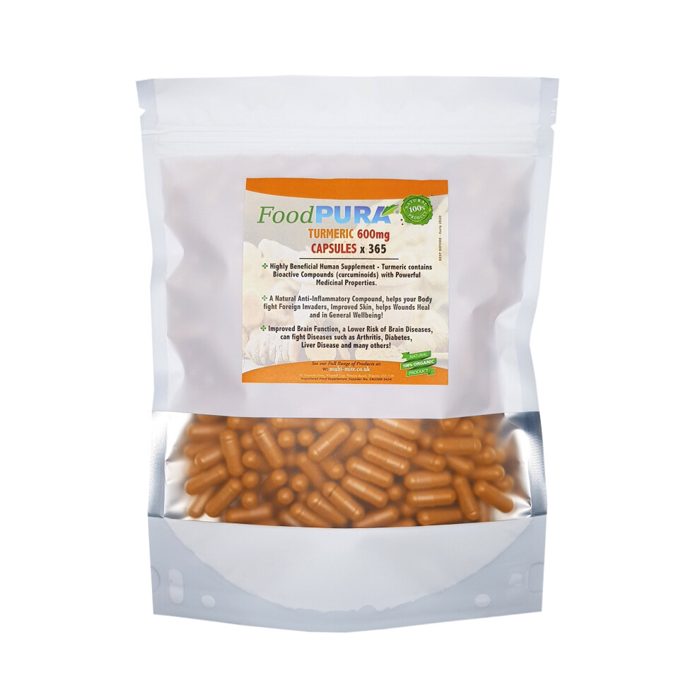 Foodpura Turmeric Curcumin 600Mg Capsules X 365