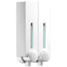 (Double, White) Wall Mounted Bathroom Soap Shampoo Gel Shower Dispenser Pump