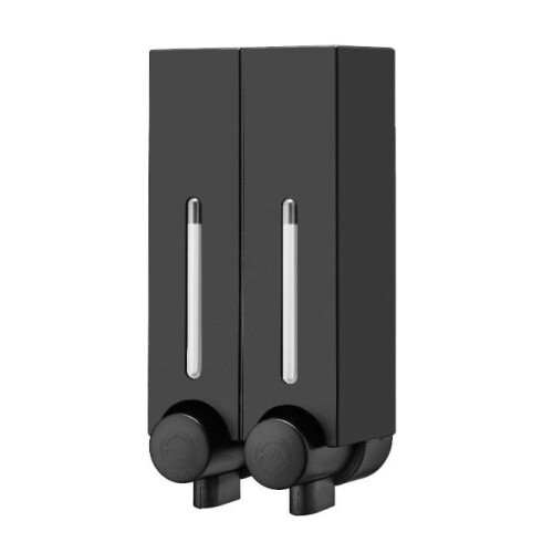 (Double, Black) Wall Mounted Bathroom Soap Shampoo Gel Shower Dispenser Pump