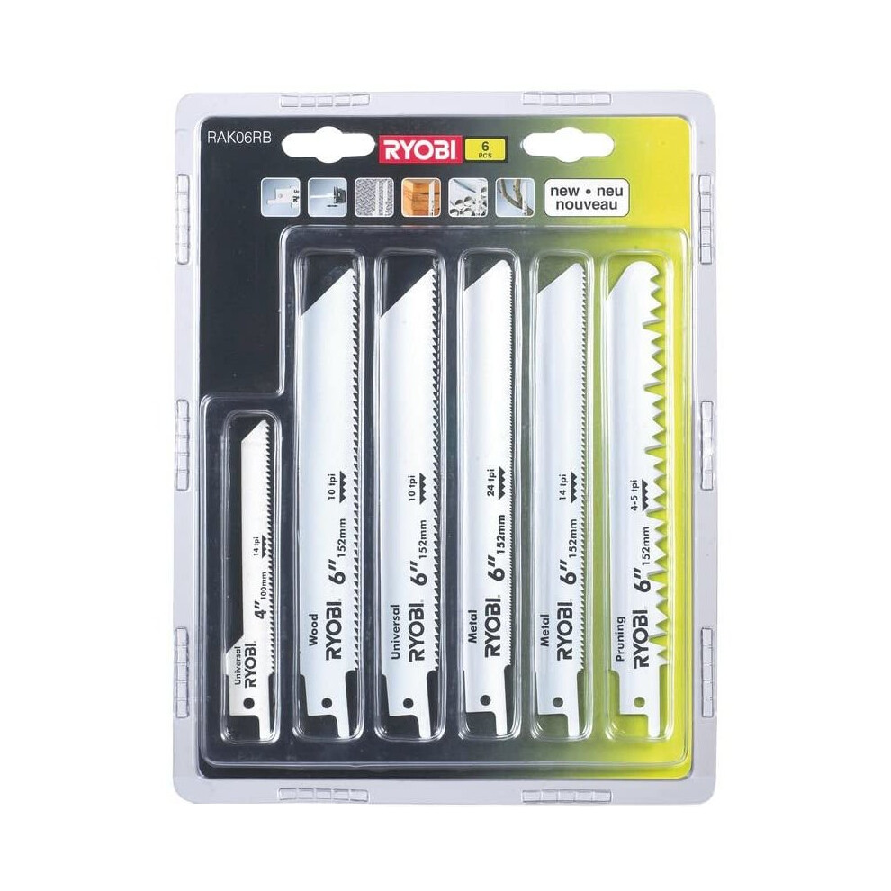 Ryobi RAK06RB Reciprocating Saw Blade Set, 6 Piece