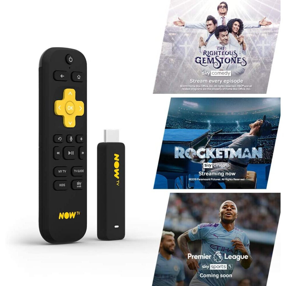 Now TV Stick With 1 Month Cinema Entertainment & Day Sports Pass Black