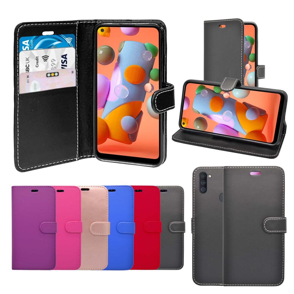 (Black) For Samsung Galaxy A11 Wallet Flip Pu Leather Pouch Case Cover Black 804050318937