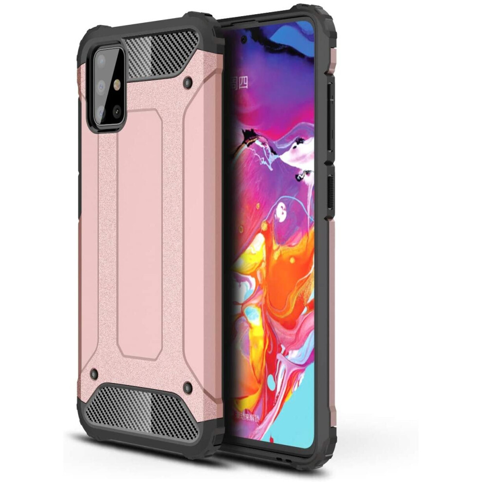 (Rosegold) For Samsung Galaxy A71 Armor Shockproof Case Cover Gold 5056298098828