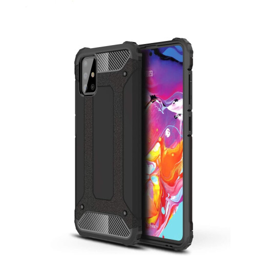 (Black) For Samsung Galaxy A71 Armor Shockproof Case Cover