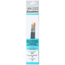 Winsor & Newton Foundation Water Colour Brush, Set of 4, Wood, Multicoloured, 7 x 1 x 4.3 cm