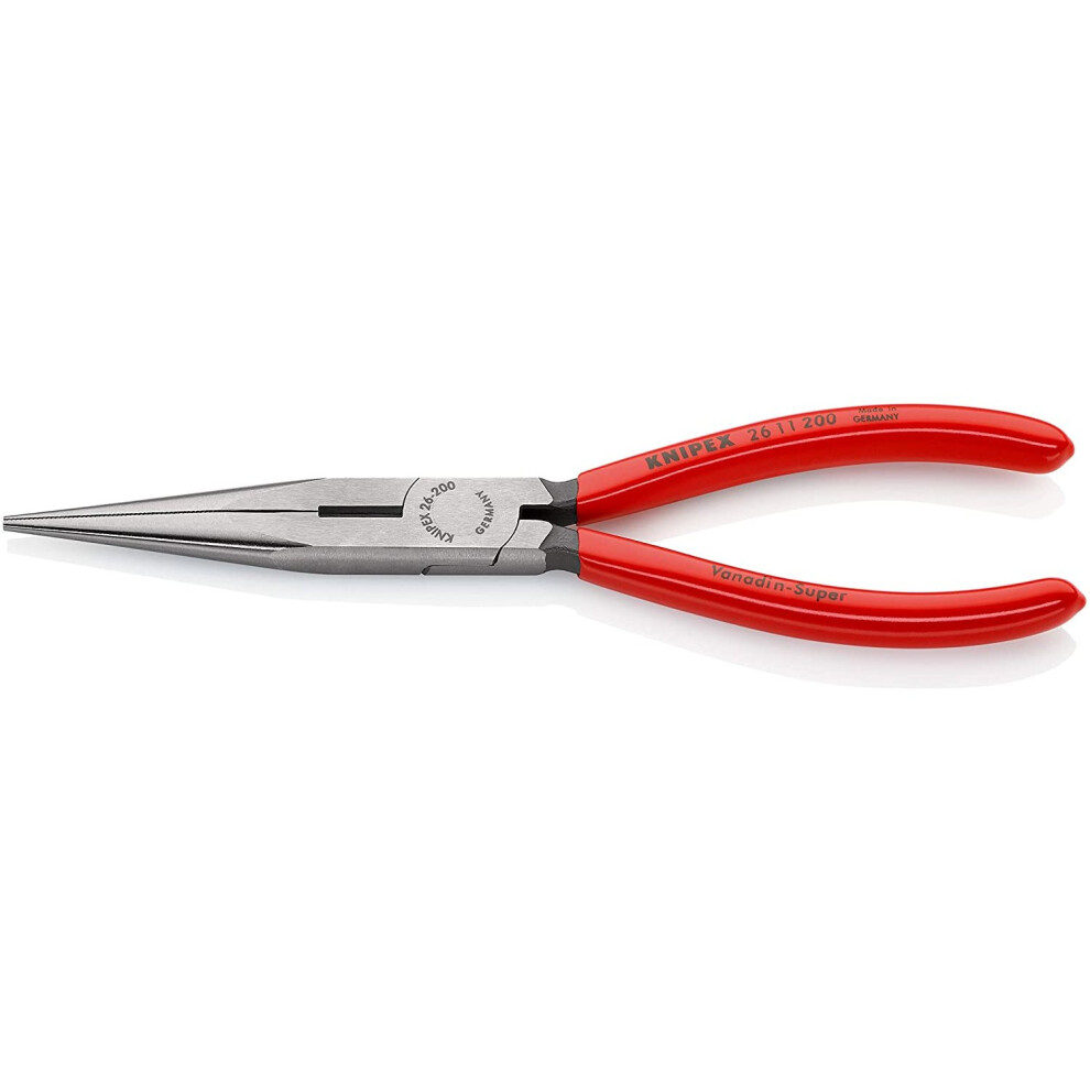KNIPEX 26 11 200 Snipe Nose Side Cutting Pliers (Stork Beak Pliers) black atramentized plastic coated 200 mm