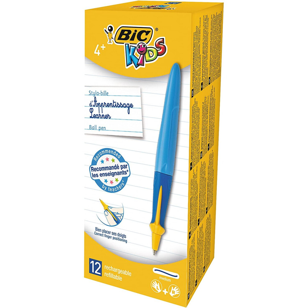 BIC Kids Learner Triangular Ballpoint Pens Twist System Blue Body 12 Box