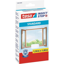 tesa 55680-00000-02 Insect Stop Hook and Loop Standard Easy To Use, Washable Insect Screen For Windows, 1.5 x 1.8 m - White