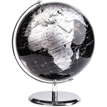 Exerz World Globe (Dia 20cm) Educational/Geographic/Modern Desktop Decoration - with a Metal Base - Metallic Black (Diametre 20cm)