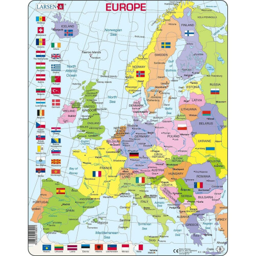 Larsen K2 Europe Political Map English Edition 48 Piece Boxless Tray And Frame Jigsaw Puzzle On 2780