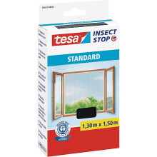 tesa Insect Stop Hook & Loop STANDARD for Windows - Self Adhesive Window Fly Screen - Cut to Desired Size - in Anthracite, 130 cm x 150 cm